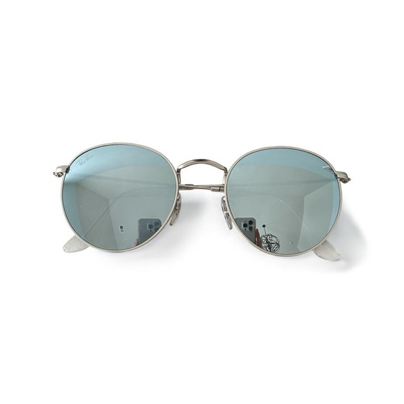 NWOT Ray-Ban Round Silver Reflective Mirror Flash Lenses RB3447 Metal Sunglasses - Picture 8 of 13